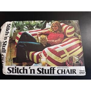70S Butterick 0101 Stitch N Stuff Easy CHAIR Pattern Vintage Furniture Sew UnCUT
